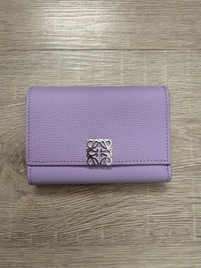 Loewe Anagram trifold wallet with zip in pebble grained calfskin